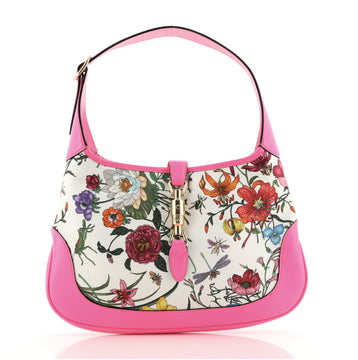 Gucci Jackie Hobo Flora Canvas with Leather Medium
