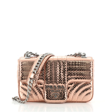 Prada Chain Flap Shoulder Bag Diagramme Quilted Python  Small