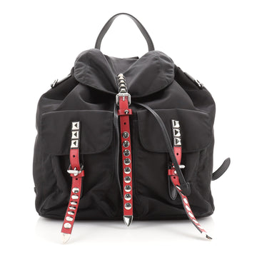 Prada New Vela Backpack Tessuto with Studded Leather