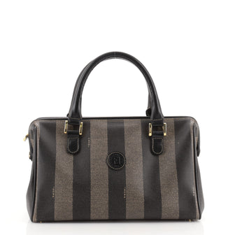 Fendi Vintage Pequin Convertible Boston Bag Coated Canvas Medium