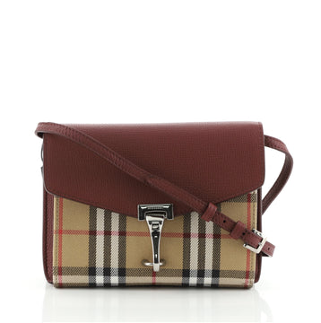 Burberry Macken Crossbody Bag Leather and Vintage Check Canvas Small