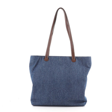 Chanel Vintage CC Logo Tote Denim Medium
