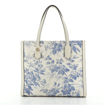 Gucci GG Ribbon Tote Coated Printed Canvas Medium
