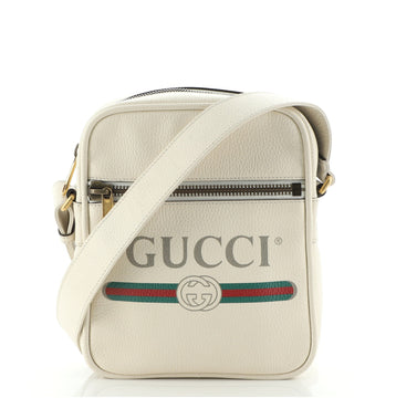 Gucci Logo Zip Messenger Bag Printed Leather Small