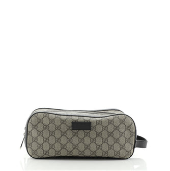Gucci Double Zip Toiletry Pouch GG Coated Canvas Medium