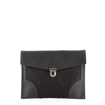 Prada Push Lock Portfolio Tessuto and Saffiano Leather Large