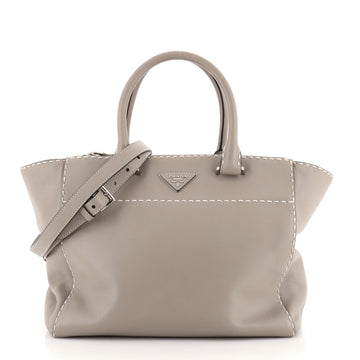 Prada Twin Pocket Tote Stitched City Calf Small