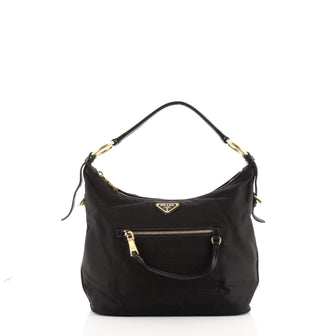 Prada Front Zip Shoulder Bag Tessuto Medium