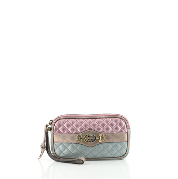 Gucci Trapuntata Wristlet Quilted Laminated Leather