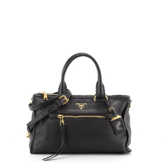Prada Front Zip Convertible Satchel Vitello Daino Medium