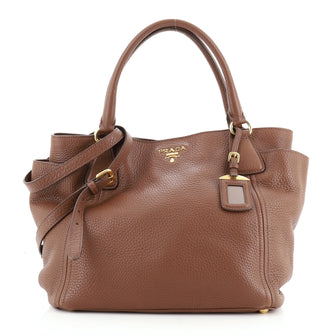 Prada Side Pocket Convertible Tote Vitello Daino Large