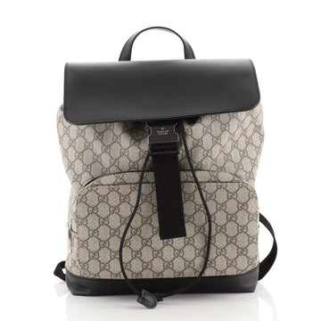 Gucci Buckle Backpack GG Coated Canvas with Leather Medium