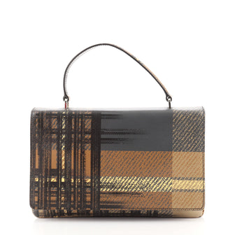 Prada Top Handle Flap Bag Printed Saffiano Leather with Tessuto Medium