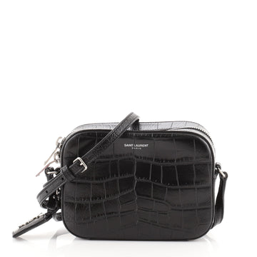 Saint Laurent Camera Bag Crocodile Embossed Leather Small