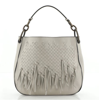 Bottega Veneta Loop Shoulder Bag Fringe Intrecciato Nappa Medium