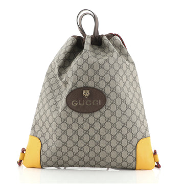 Gucci Neo Vintage Drawstring Backpack GG Coated Canvas Large