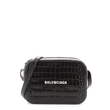 Balenciaga Everyday Camera Bag Crocodile Embossed Leather Small