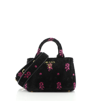 Prada Canapa Convertible Shopping Tote Printed Velvet Mini
