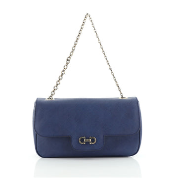 Salvatore Ferragamo Luciana Chain Flap Shoulder Bag Saffiano Leather Medium