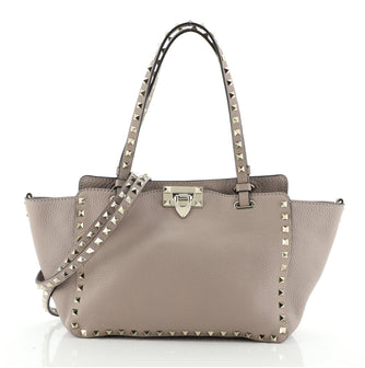 Valentino Rockstud Tote Pebbled Leather Small