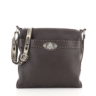 Fendi Vintage Selleria Zip Messenger Bag Leather Medium