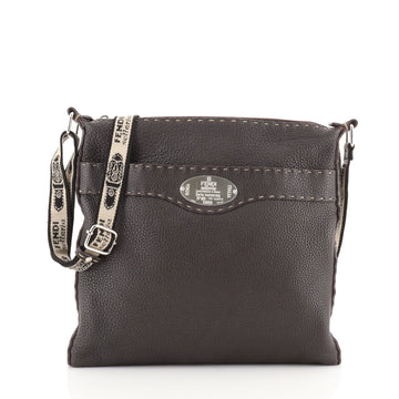 Fendi Vintage Selleria Zip Messenger Bag Leather Medium