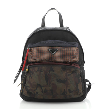 Prada Double Zip Pocket Backpack Printed Tessuto Medium
