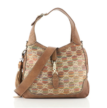 Gucci New Jackie Bag Straw Libeccio GG Canvas Small