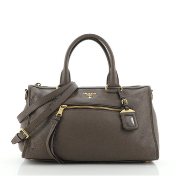 Prada Front Zip Convertible Satchel Vitello Daino Medium