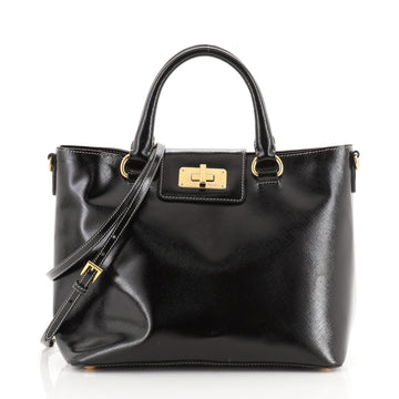 Prada Convertible Open Tote Vernice Saffiano Leather Small