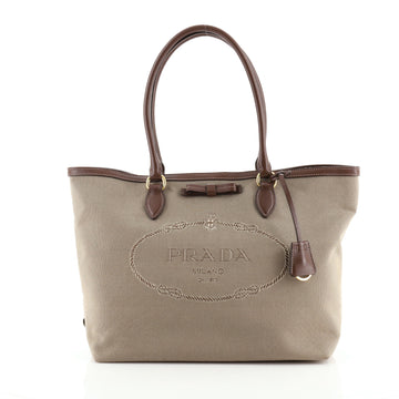 Prada Logo Open Tote Canvas Medium
