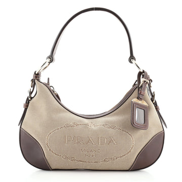 Prada Logo Hobo Canvas Medium