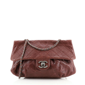 Chanel Elastic Flap Bag Quilted Glazed Caviar Medium