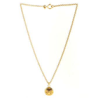 Chanel Vintage Round Pendant Necklace Metal