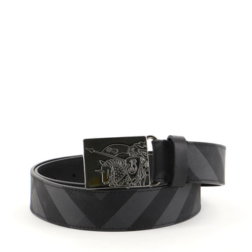 Burberry Plaque Buckle Belt Coated Smoked Check Canvas Medium