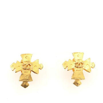 Chanel Vintage CC Cross Byzantine Clip-On Earrings	 Metal
