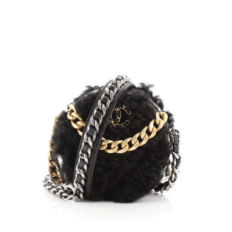 Chanel 19 Round Clutch with Chain	 Quilted Shearling