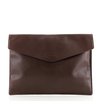 Chanel Vintage Envelope Pouch	 Leather Medium