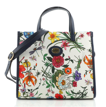 Gucci Convertible Open Tote Flora Canvas Small