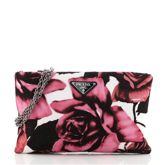 Prada Padded Chain Clutch	 Printed Tessuto Medium