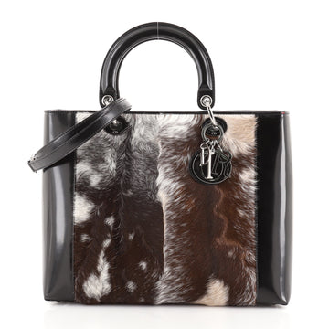 Christian Dior Vintage Lady Dior Bag Pony Hair with Patent Large