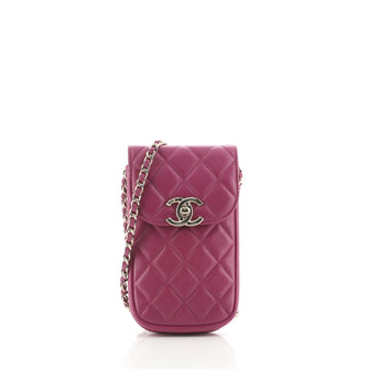 Chanel CC Flap Phone Holder on Short Chain Quilted Lambskin