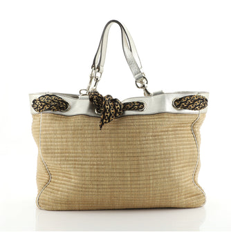 Gucci Positano Tote Raffia with Leather Large
