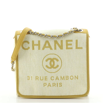 Chanel Deauville Messenger Bag Raffia Small