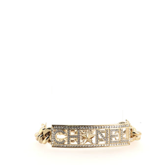 Chanel Logo Chain Bracelet Metal with Crystals