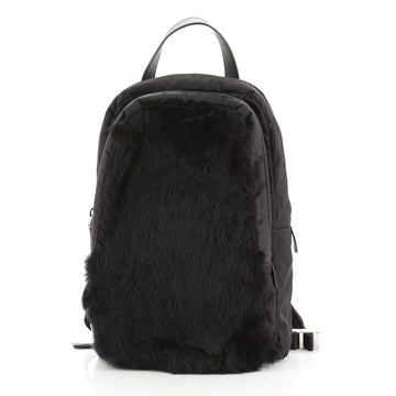 Prada Sling Backpack Fur with Quilted Tessuto