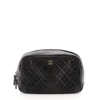Chanel CC Cosmetic Pouch Quilted Lambskin Medium
