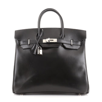 Hermes HAC Birkin Bag Black Box Calf with Palladium Hardware 32