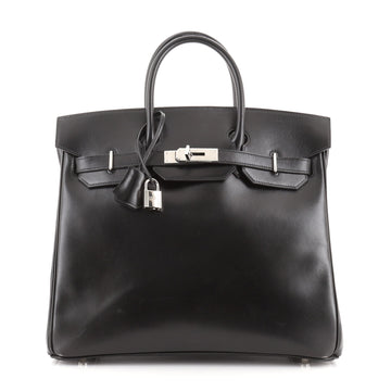 Hermes HAC Birkin Bag Black Box Calf with Palladium Hardware 32