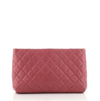 Chanel CC Kisslock Frame Clutch Quilted Lambskin